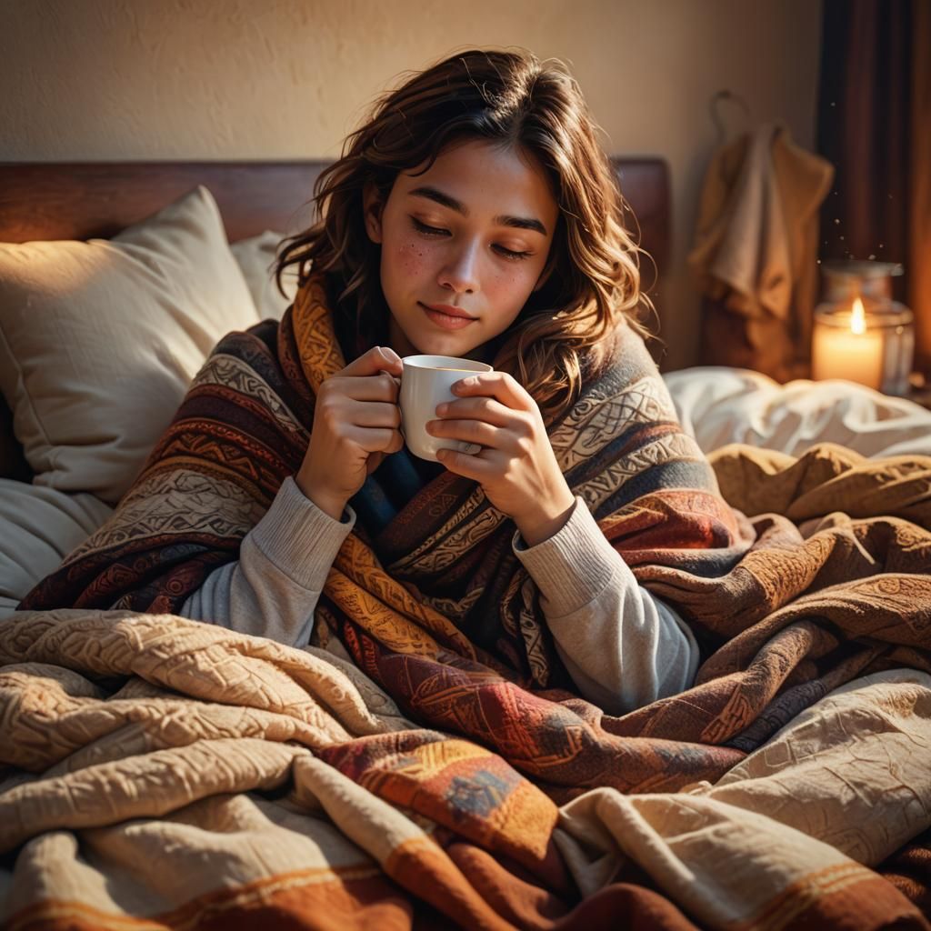 Cozy Cocoa: Hyperrealistic Bedtime Concept Art