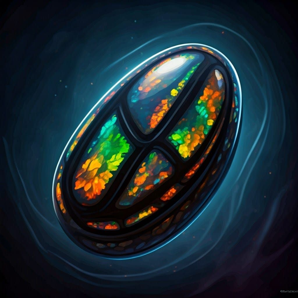 Australian Black Opal in Dreamy Fantasy Art Style