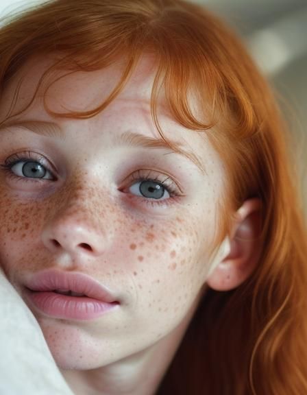 Freckled Redhead Close-Up Profile