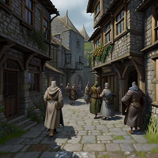 Illustration of a busy Bowerstone South in Fable The Lost Ch...