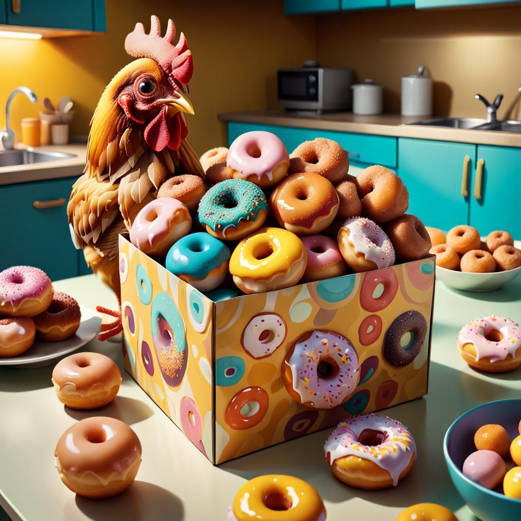 Surreal Food Box Still Life in Naive Style