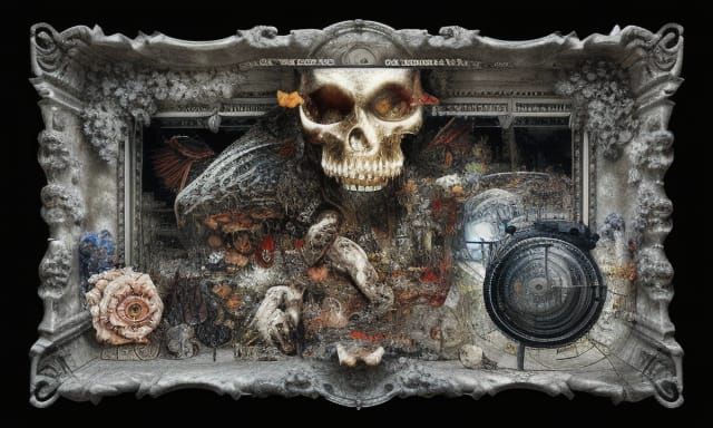 Detailed Mixed Media Assemblage in Gustave Doré Style