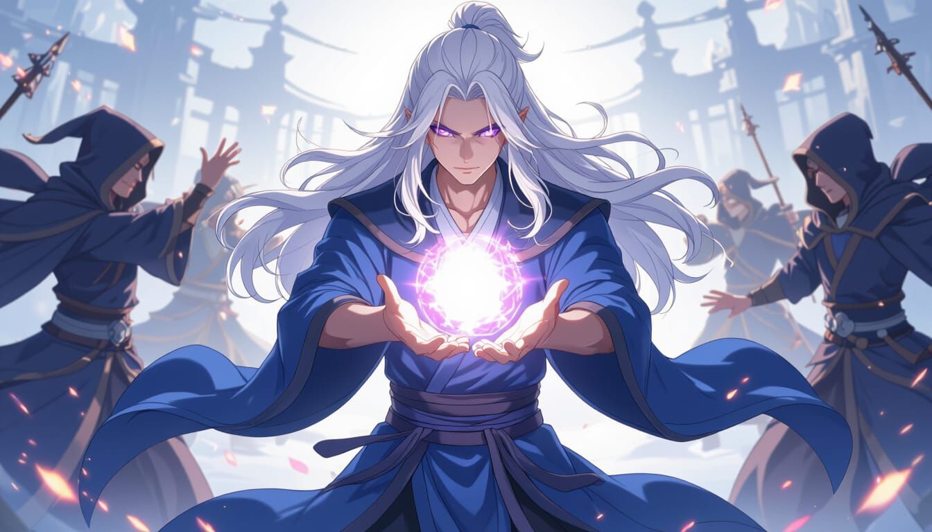 Handsome Mage Ready to Defend, in Donghua Animation Style