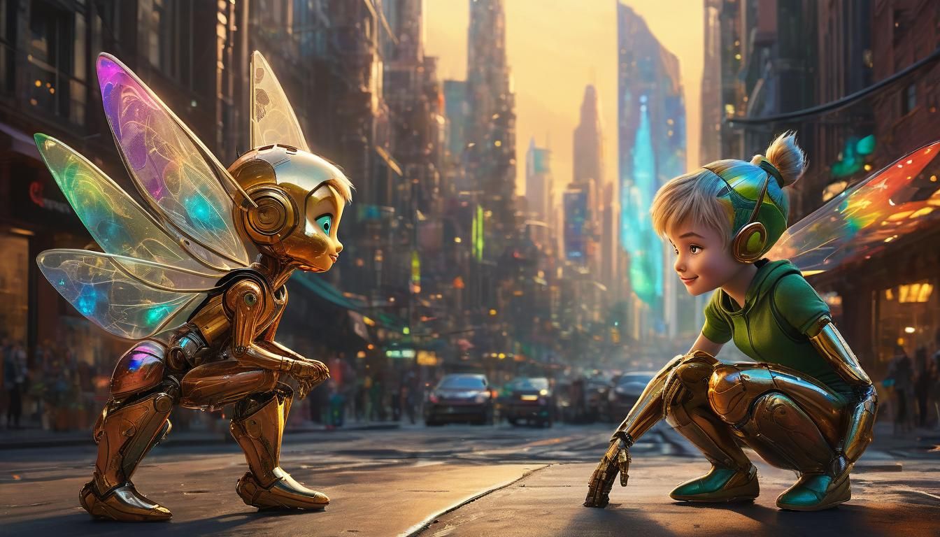 Elon Musk & Tinker Bell's Robot, Hyperrealistic Art