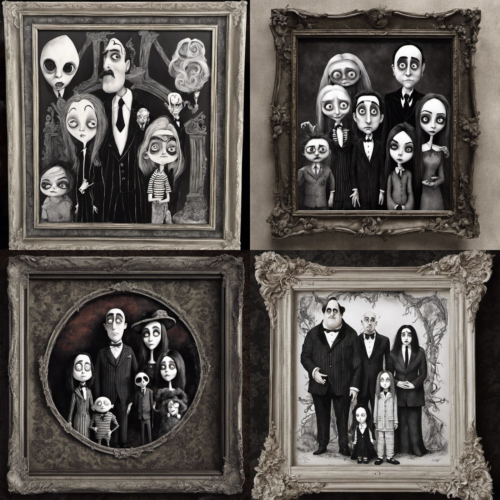 The Addams Family Portrait in Burton Style