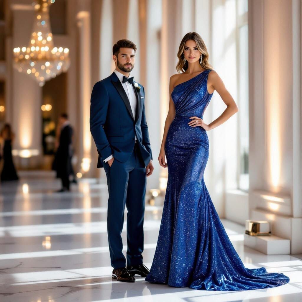 Elegant Couple at Gala in Photorealistic Style