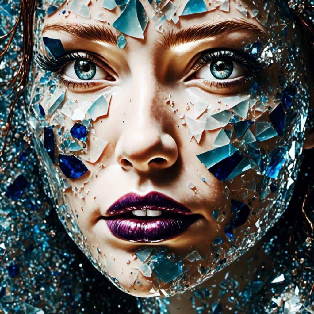 Crystal Woman: Mosaic-Inspired Realism in Glass