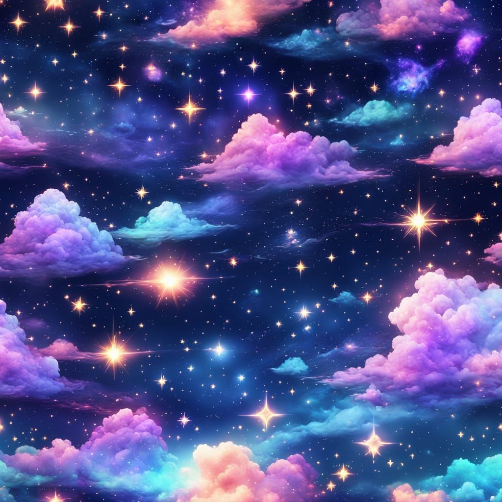 Dreamy Nightscape with Twirling Star Constellations