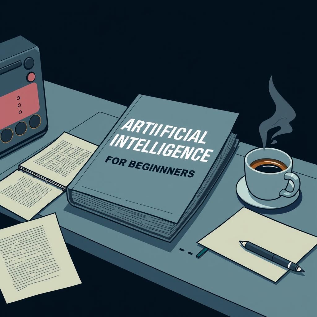 Futuristic AI Textbook in Sci-Fi Noir Style