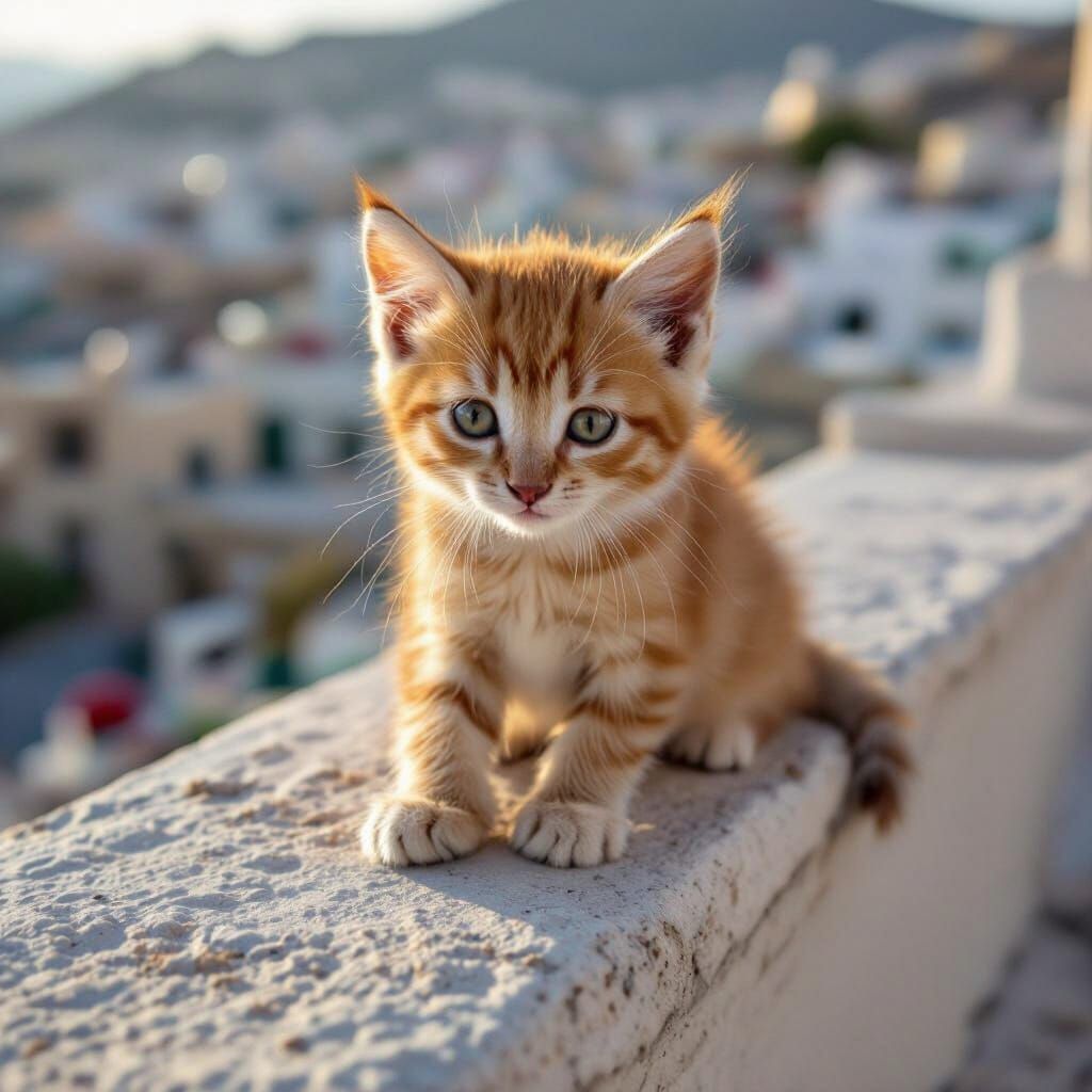 Kitten on Greek Rooftop