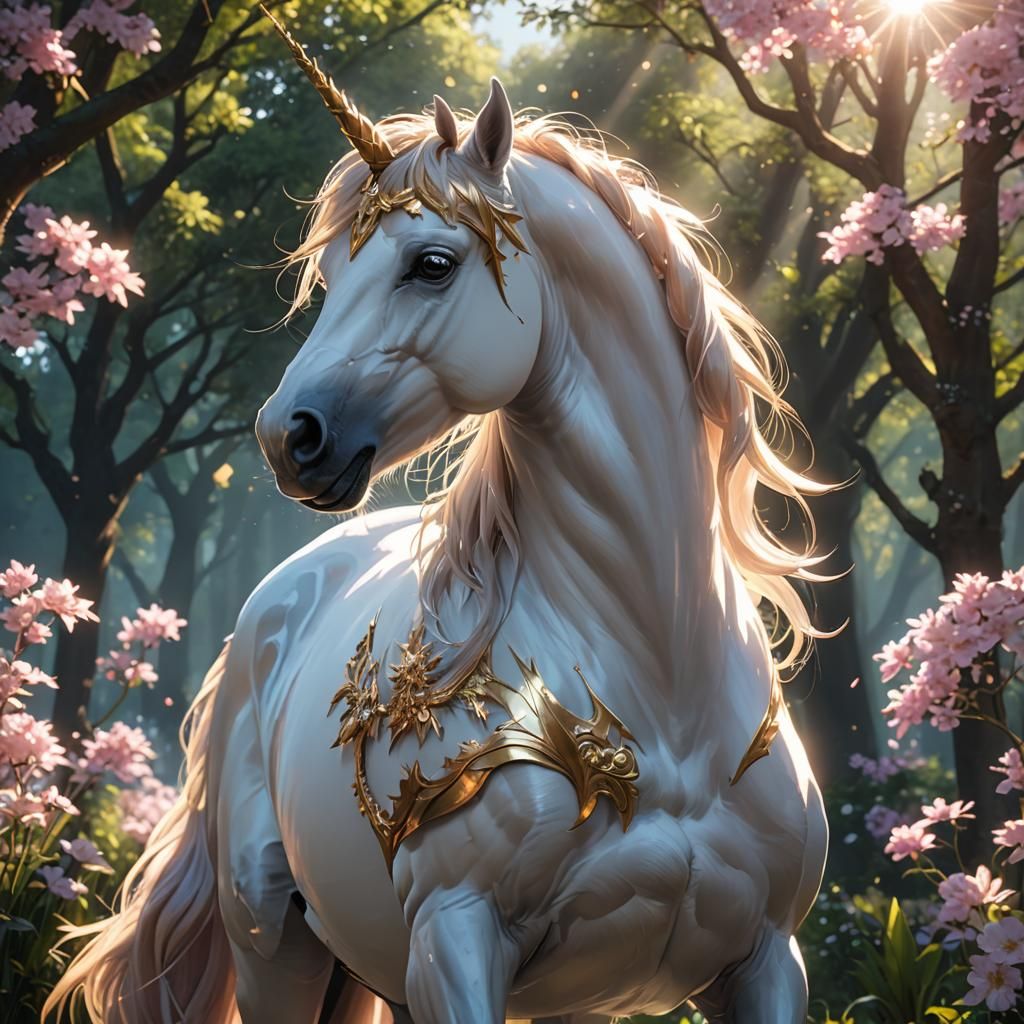 Anime Unicorn in Sunlight: Detailed 3D Art