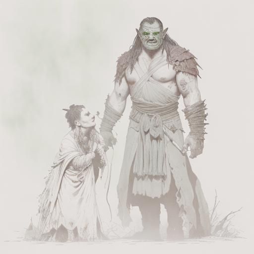 Dark Fantasy Orc in Ruined Castle