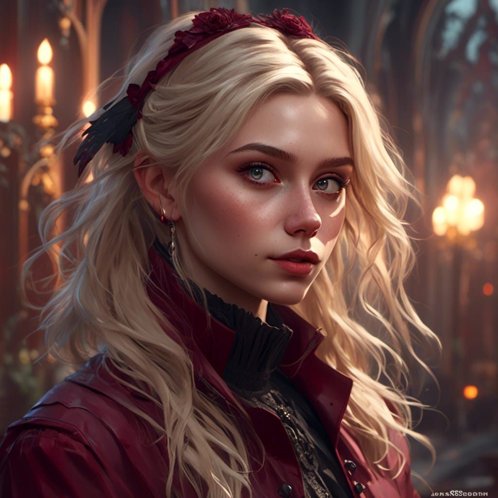 Goth Lady Portrait in Hyperdetailed Digital Art