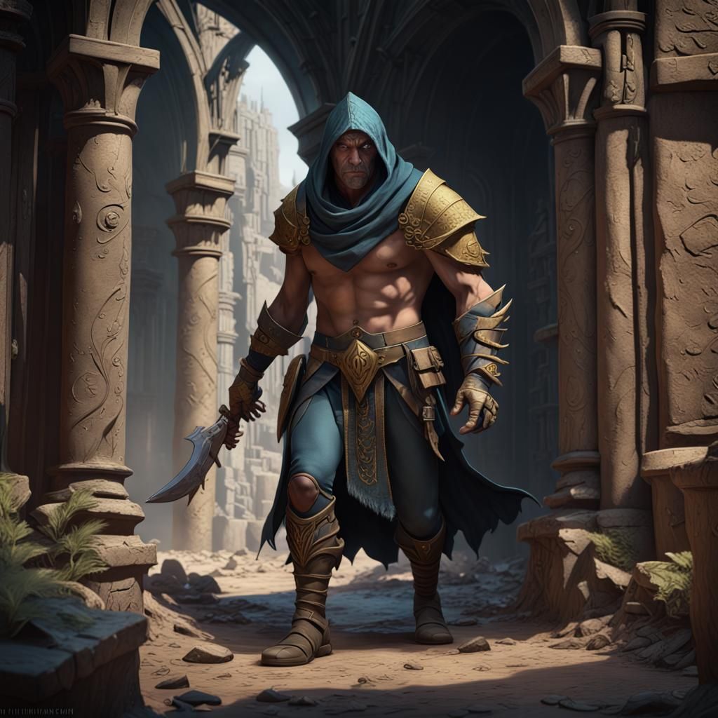 Goliath Thief Hiding: Detailed Fantasy Concept Art