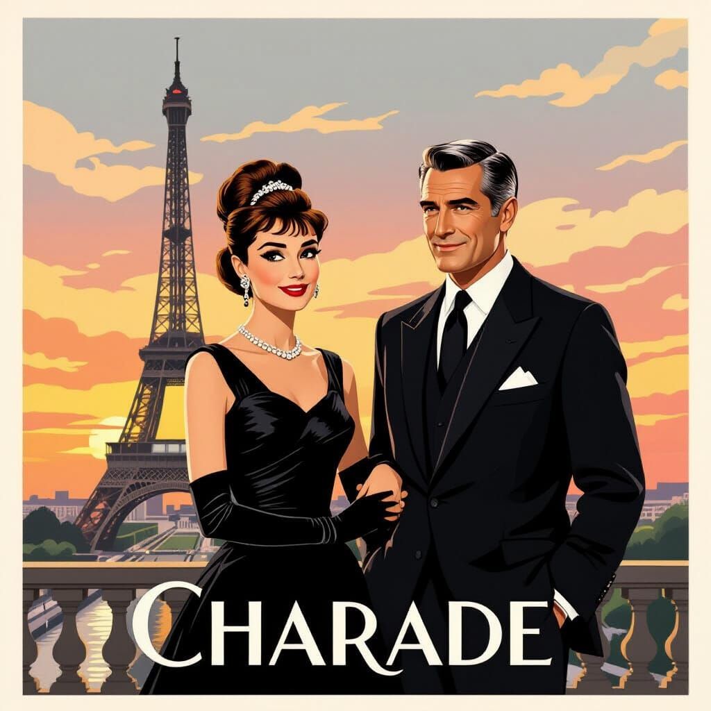 Audrey Hepburn & Cary Grant in Paris Sunset