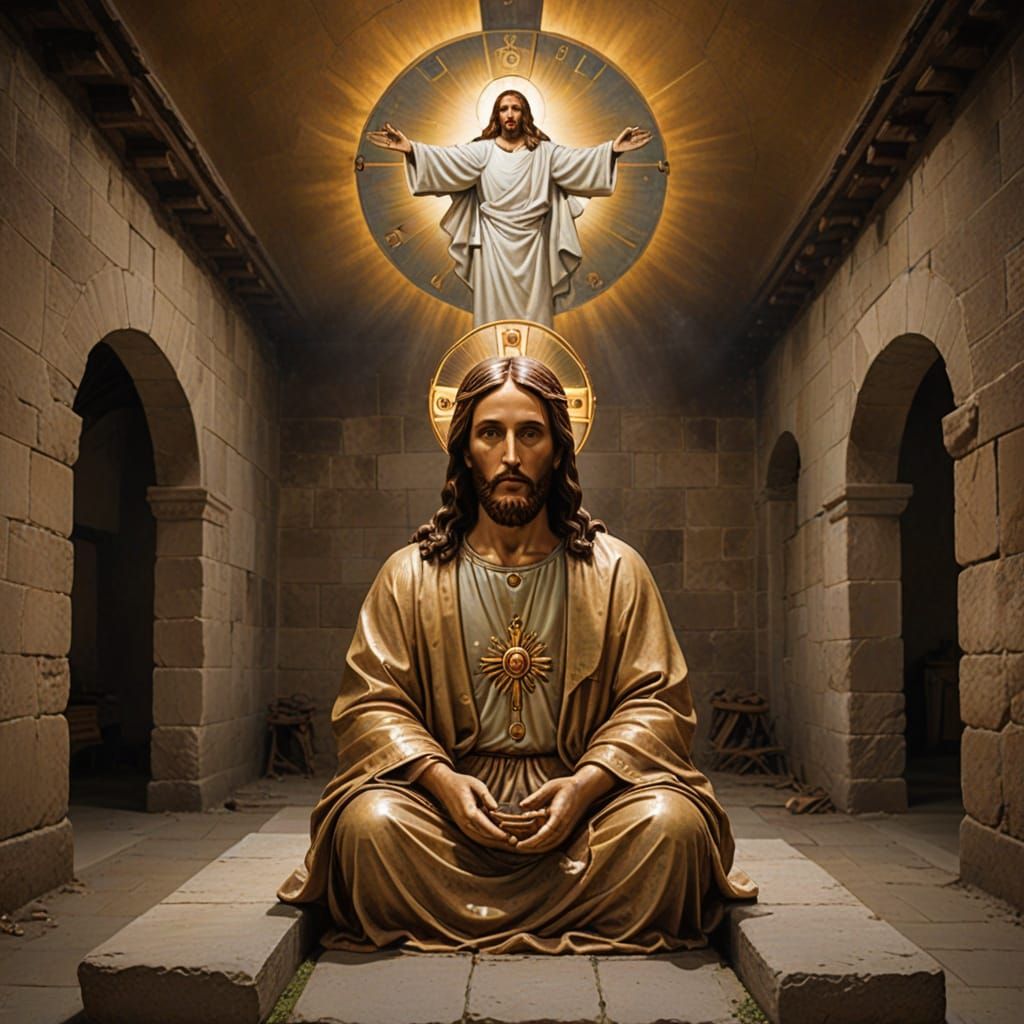 Resurrection of Jesus Christ in Dramatic Lighting