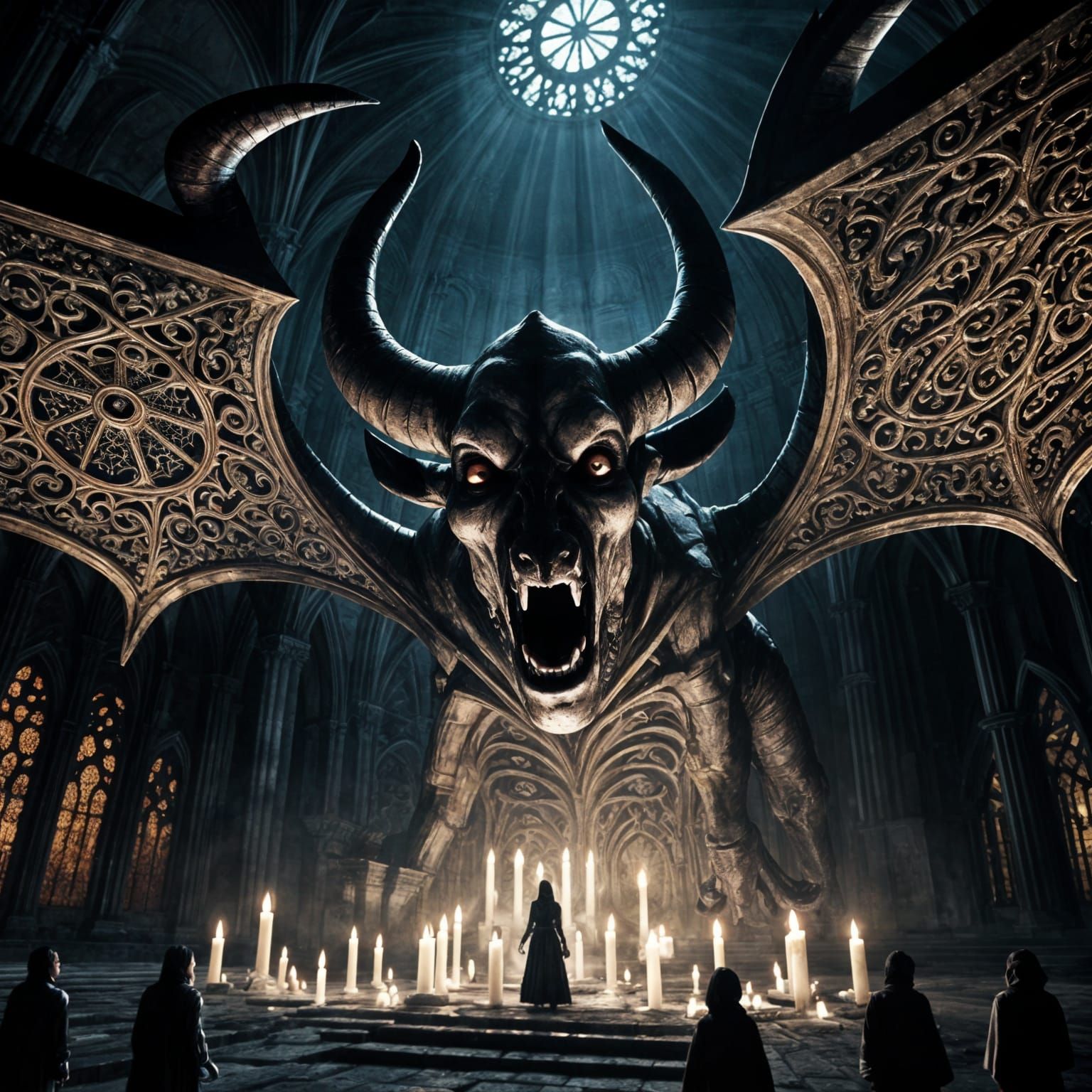 Gothic Goddess in Ruined Cathedral