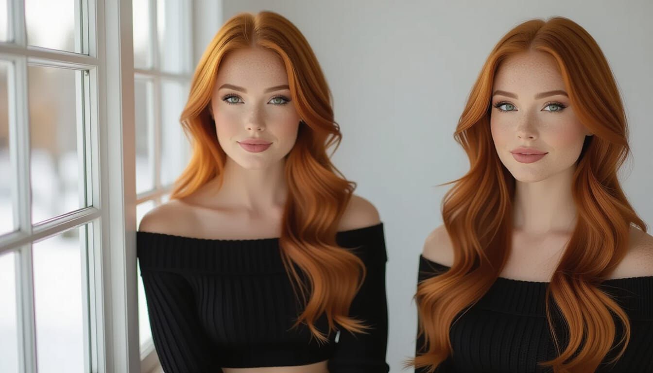 Professional Portrait of Ginger Woman by Window