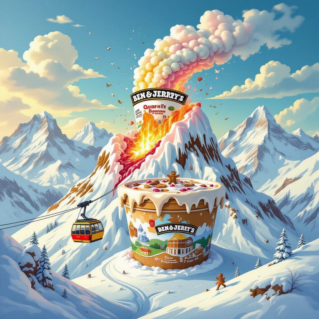 Surreal Ben & Jerry's Alps Ice Cream Volcano Landscape