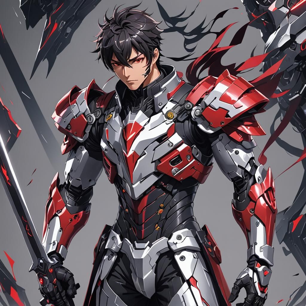 Cyberpunk Atlesian Swordsman in Anime Style