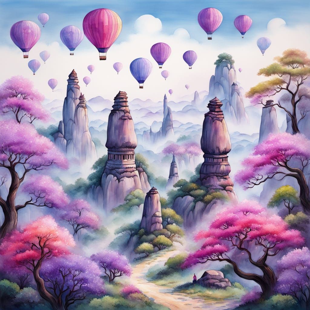 Urgup Fairy Chimneys in Chinese Brush Painting