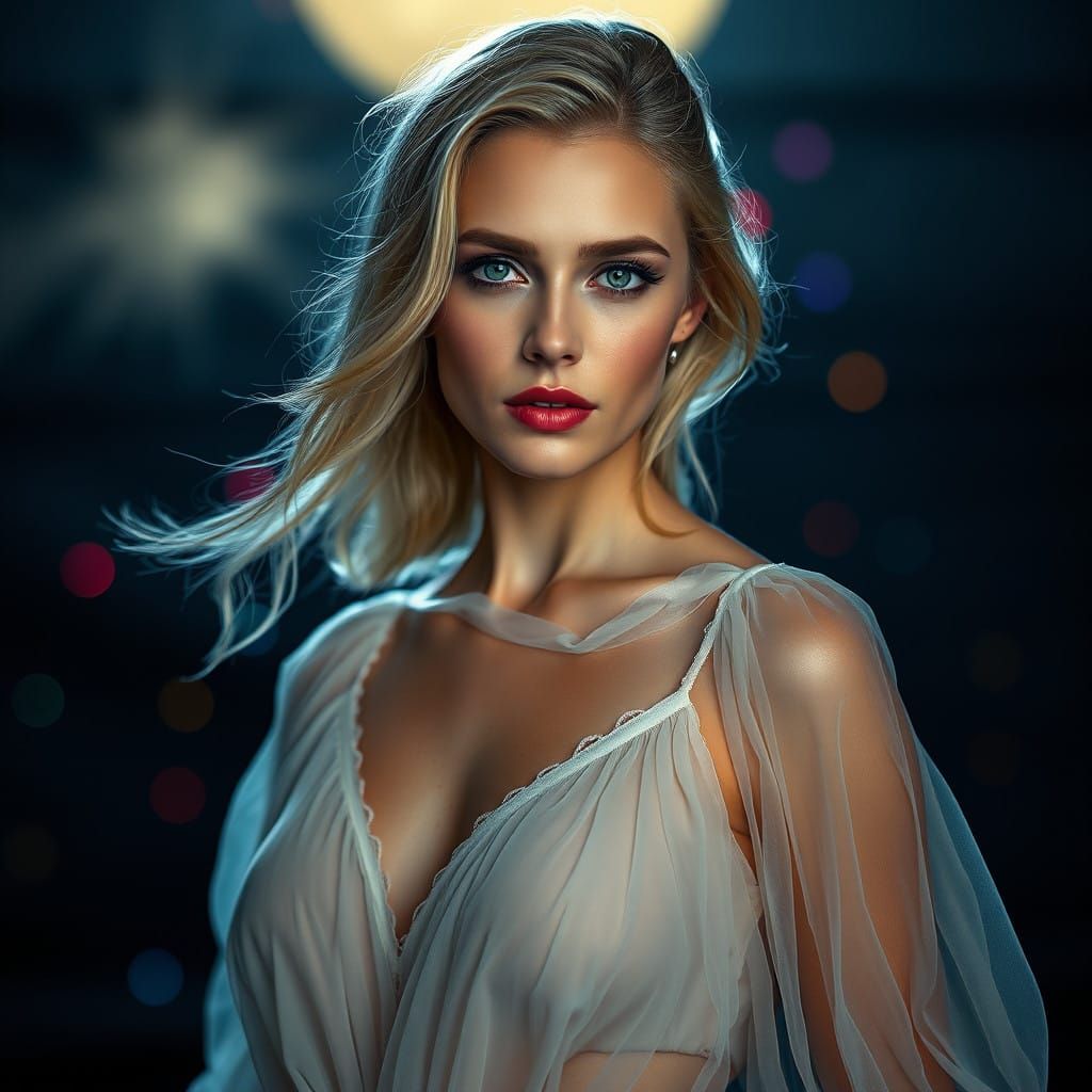 Ethereal Goddess in Celestial Gown, Epic Colors, 8K Portrait