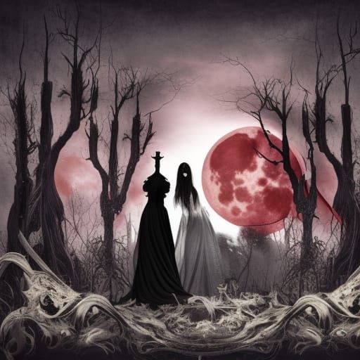 Gothic Vampire Queen in Graveyard