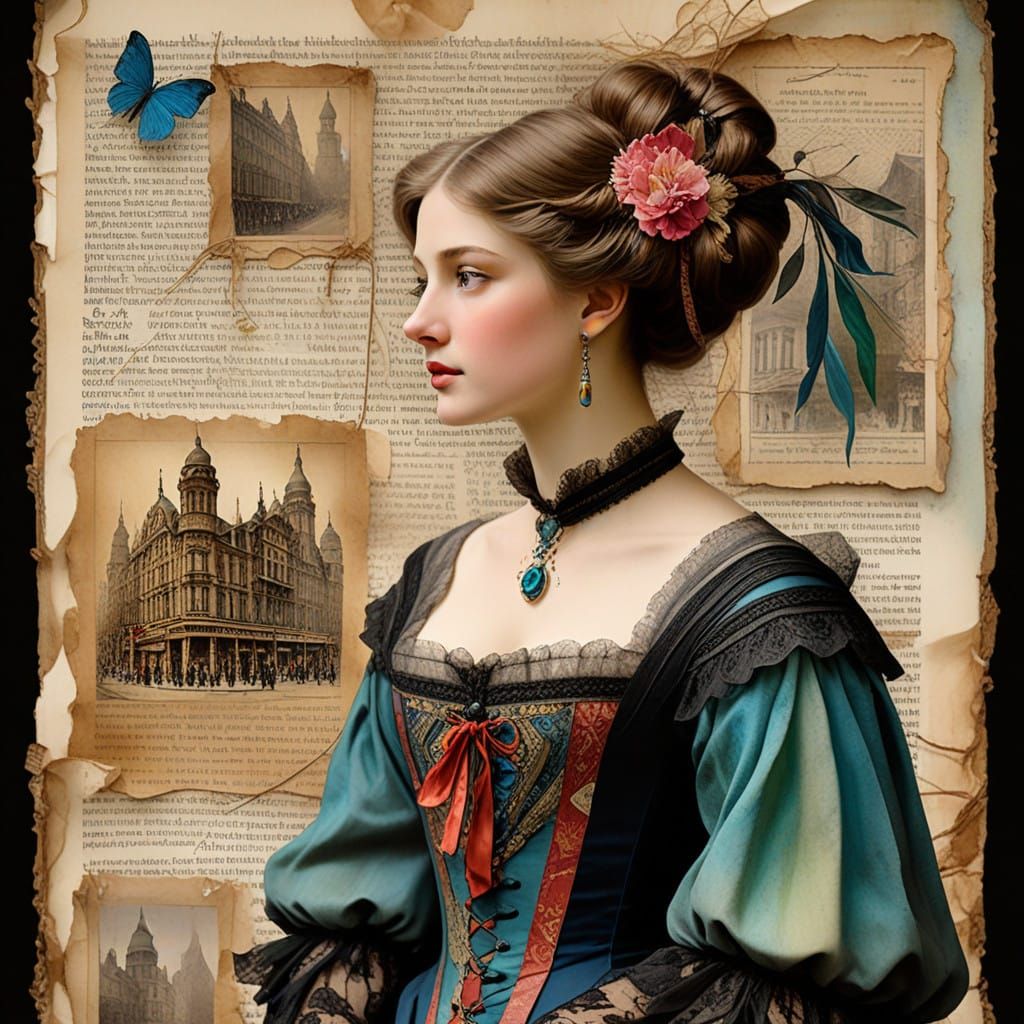 Elegant Victorian Lady in Vibrant 1890s Paris