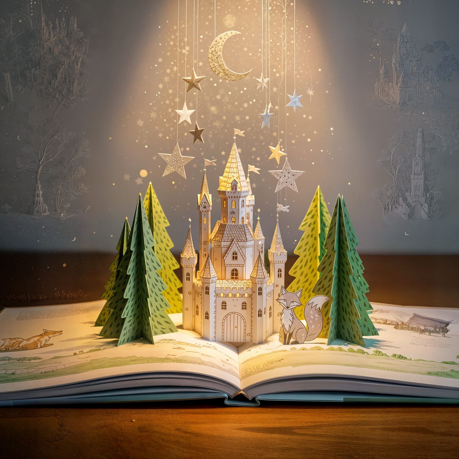 Whimsical Pop-Up Paper Castle in Children's Book