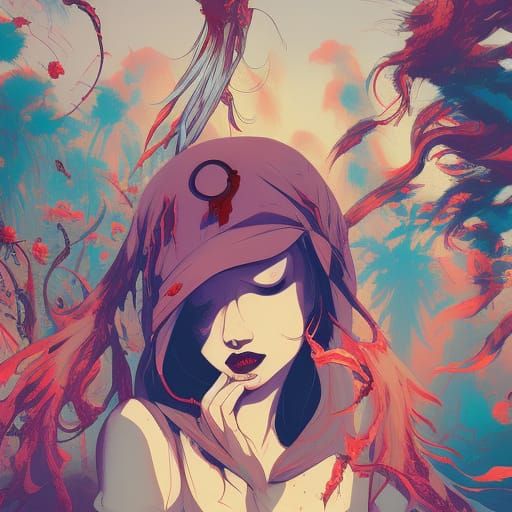 Zombie Girl in Hiphop Streetwear, Anime Style