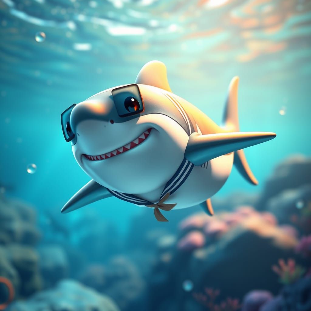 Baby Shark in Sailor Suit, Anime Style