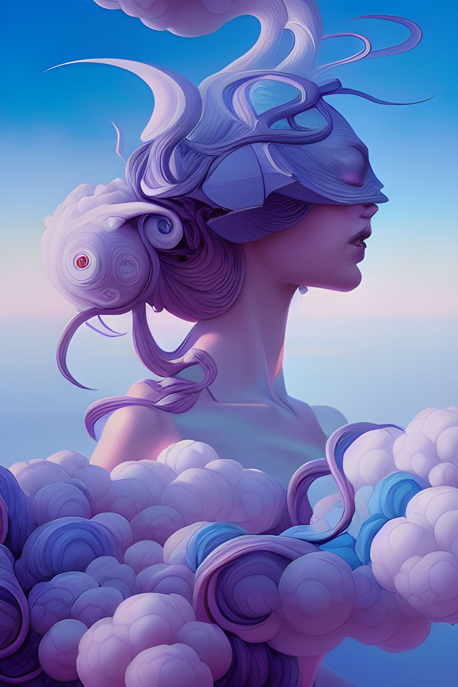 Surreal Sky Portrait in Acrylic Style