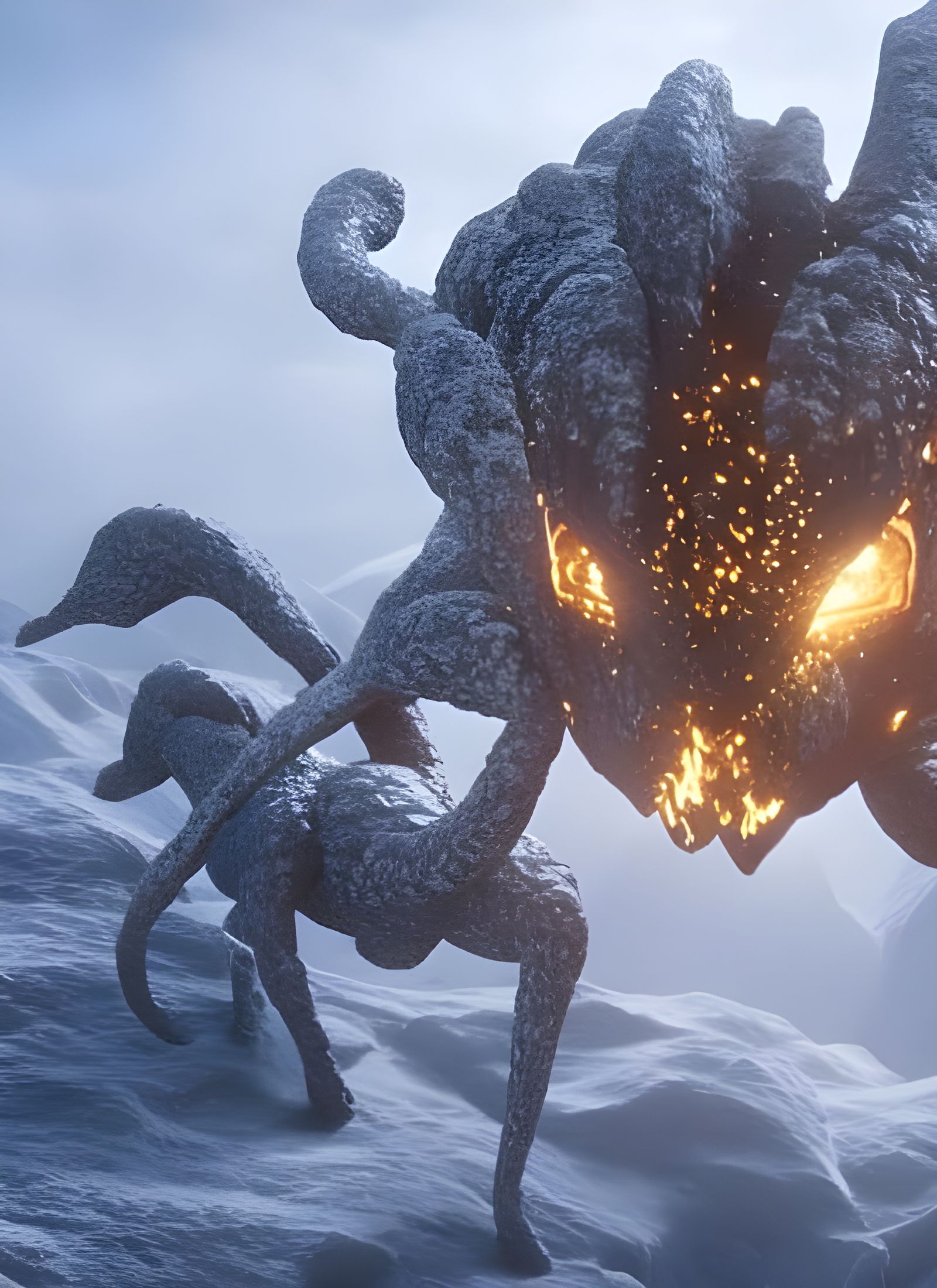 Bizarre Creatures in Futuristic Cityscape