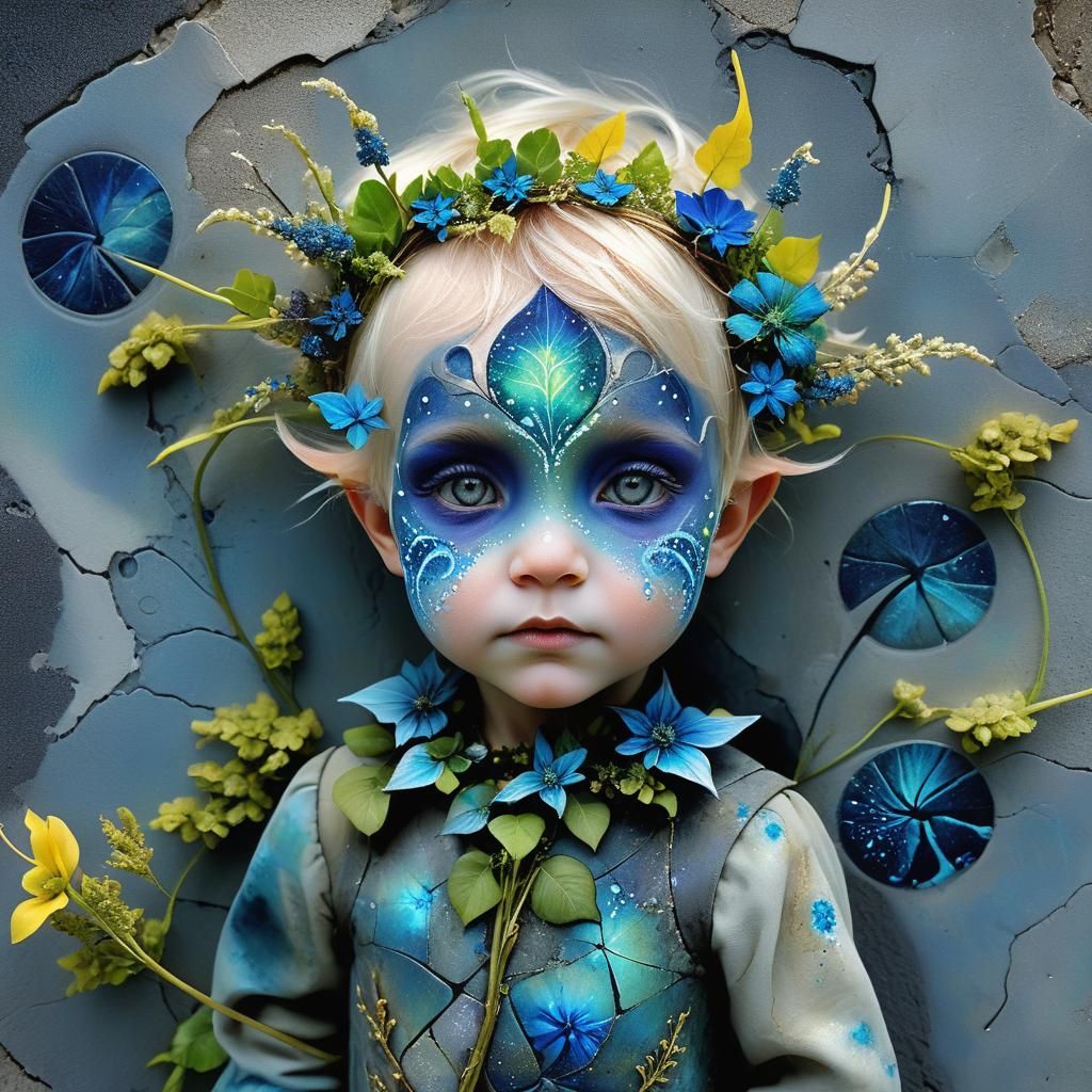 Elven Child with Fractal Pinwheel: Surreal Macro Photography