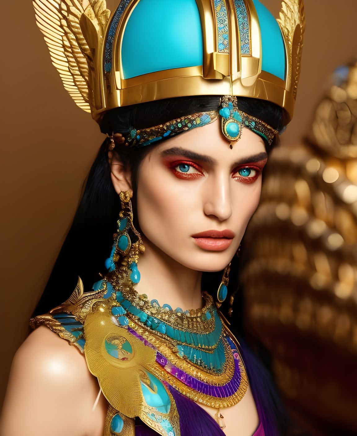 Goddess Queen in Ornate Gold Armor