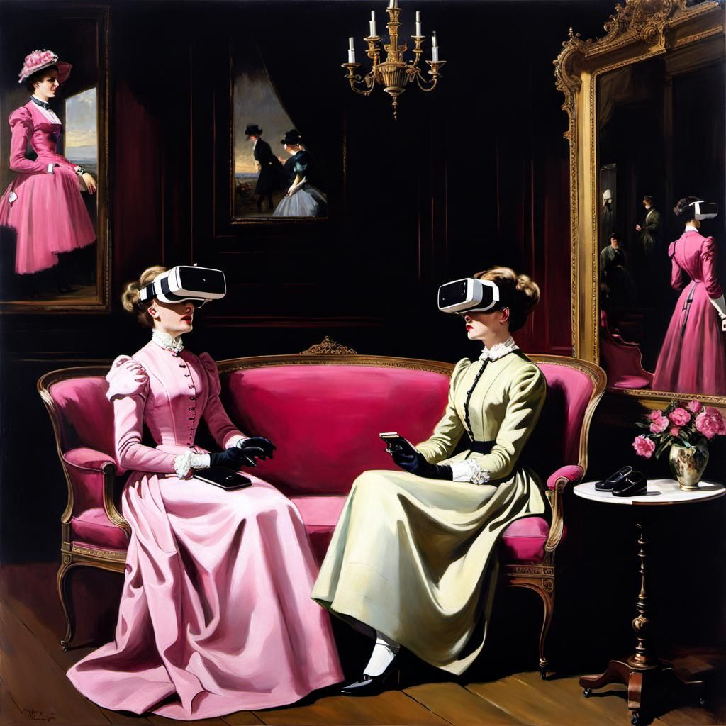 Victorian Women Explore Virtual Reality in Matte Painting