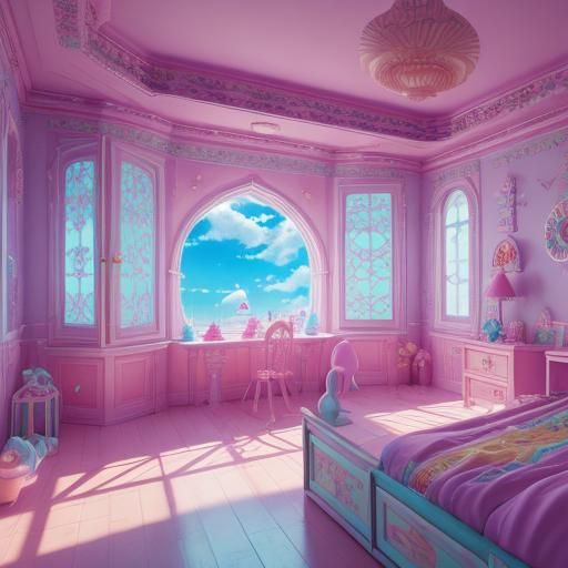 Candy Land Bedroom in Genshin Impact Anime Style