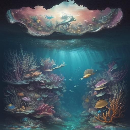 Starfish Underwater Graffiti Watercolor Sea Life Art