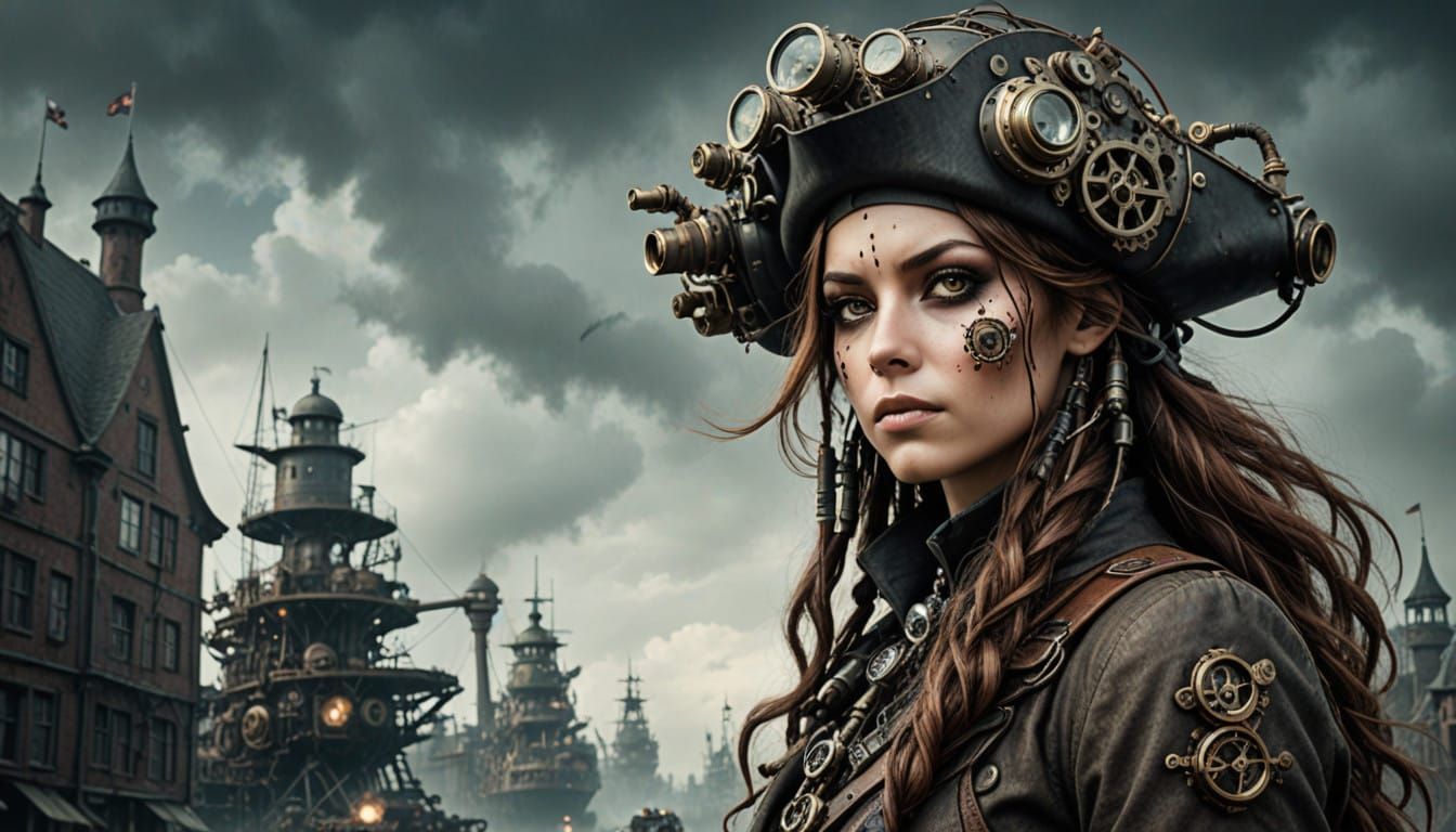 Steampunk Pirate Goddess in Gearwork Citadel