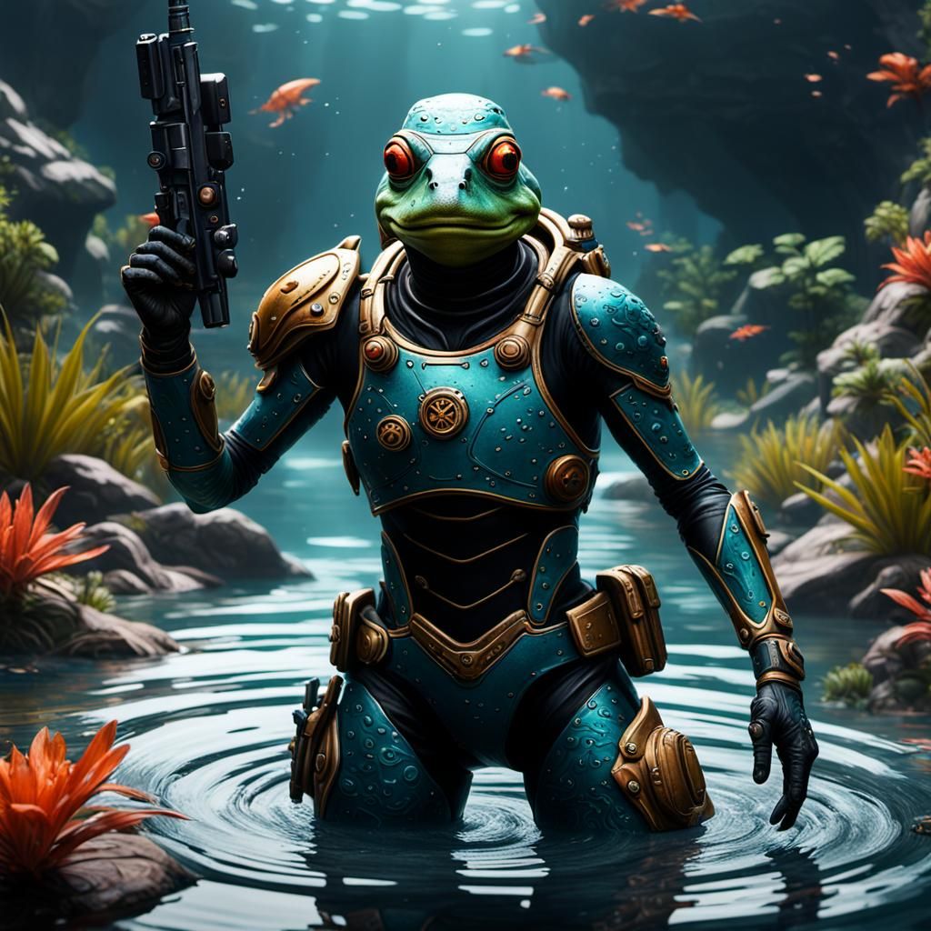 Detailed Matte Painting of Female Loveland Frogman