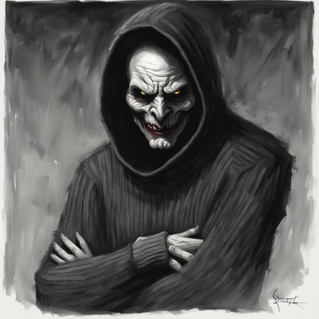 Sinister Figure in Sweater, Dark Fantasy Art