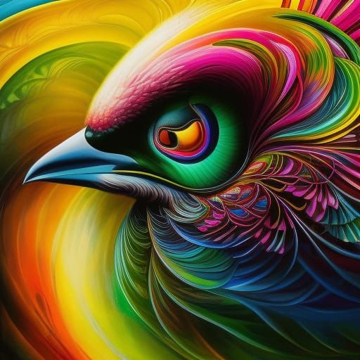 Flamingo Portrait with Black & Pink Ink Flow