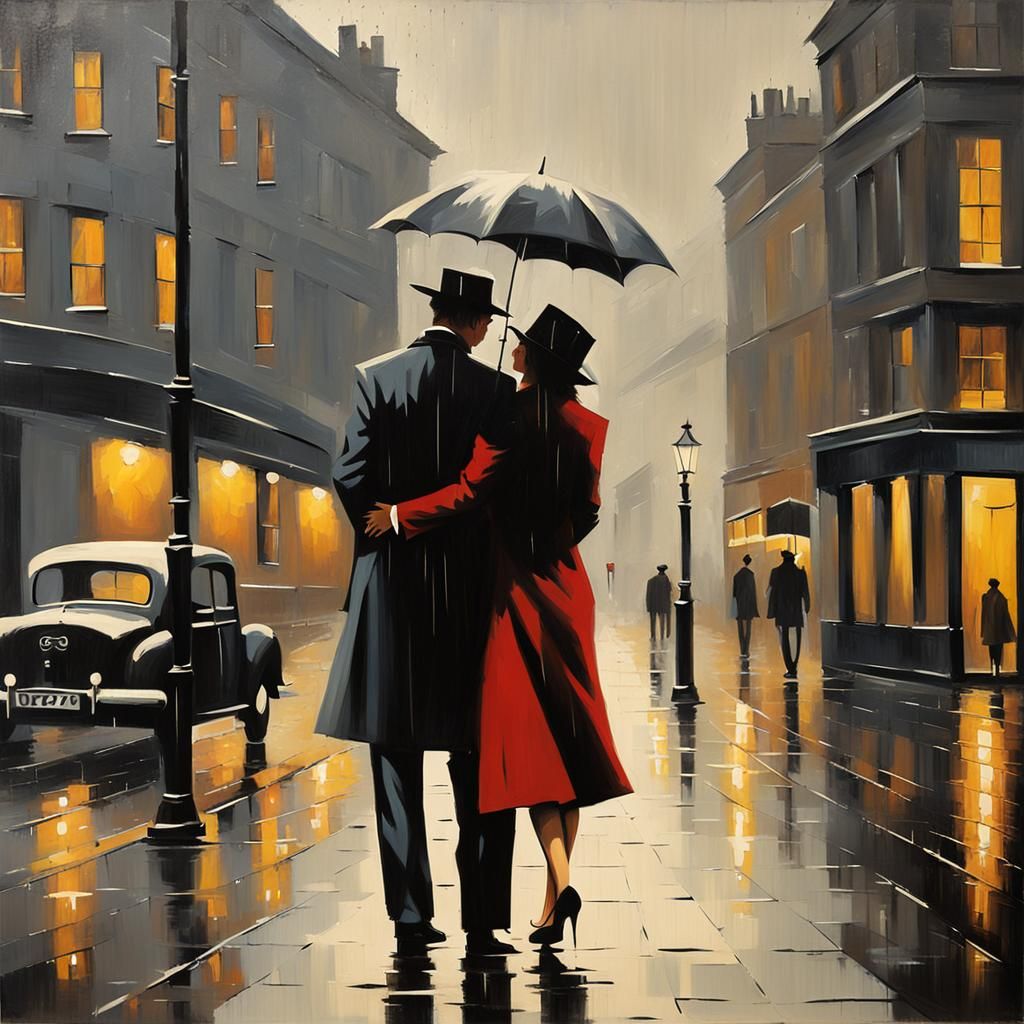 Romantic Interlude in the Rain, in a Classic Scottish Art St...