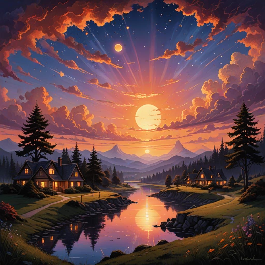 Impossible Sunset Twilight Magic Scene