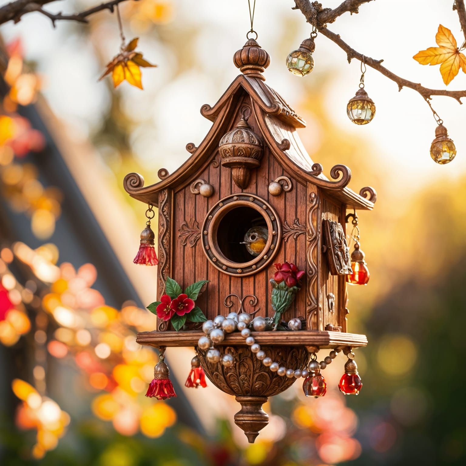 Detailed Art Deco Bird House in Digital Art