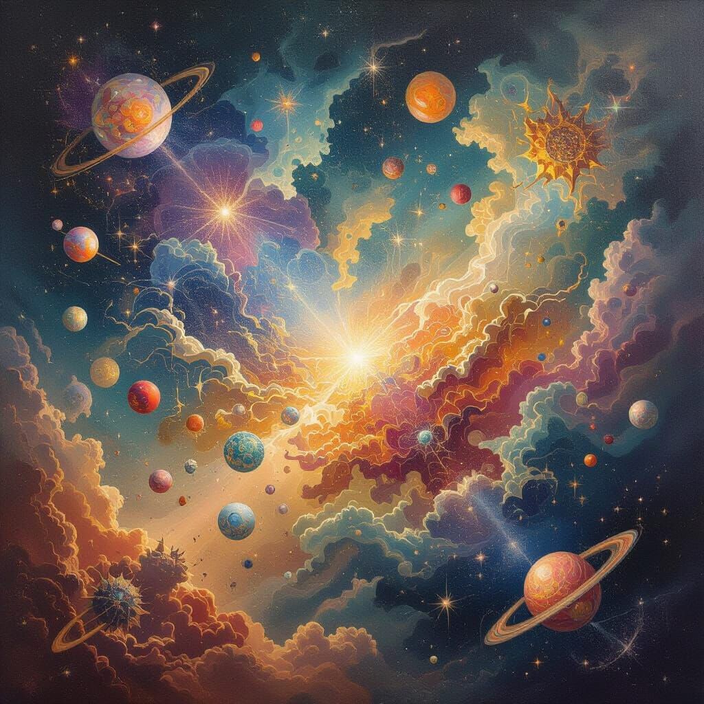 Surrealist Painting of Chaotic Organizational Structures