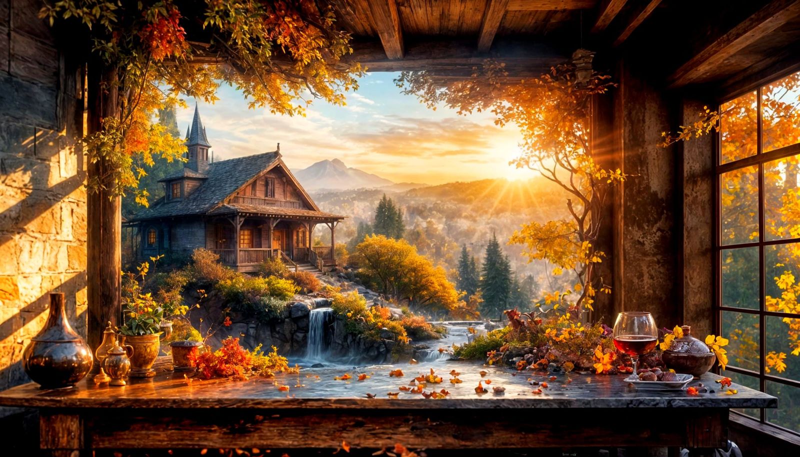 Vineyard Cottage in Warm Golden Light