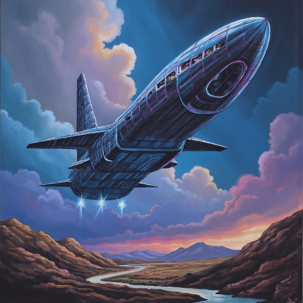 Sleek Mothership Descends in Futuristic Concept Art