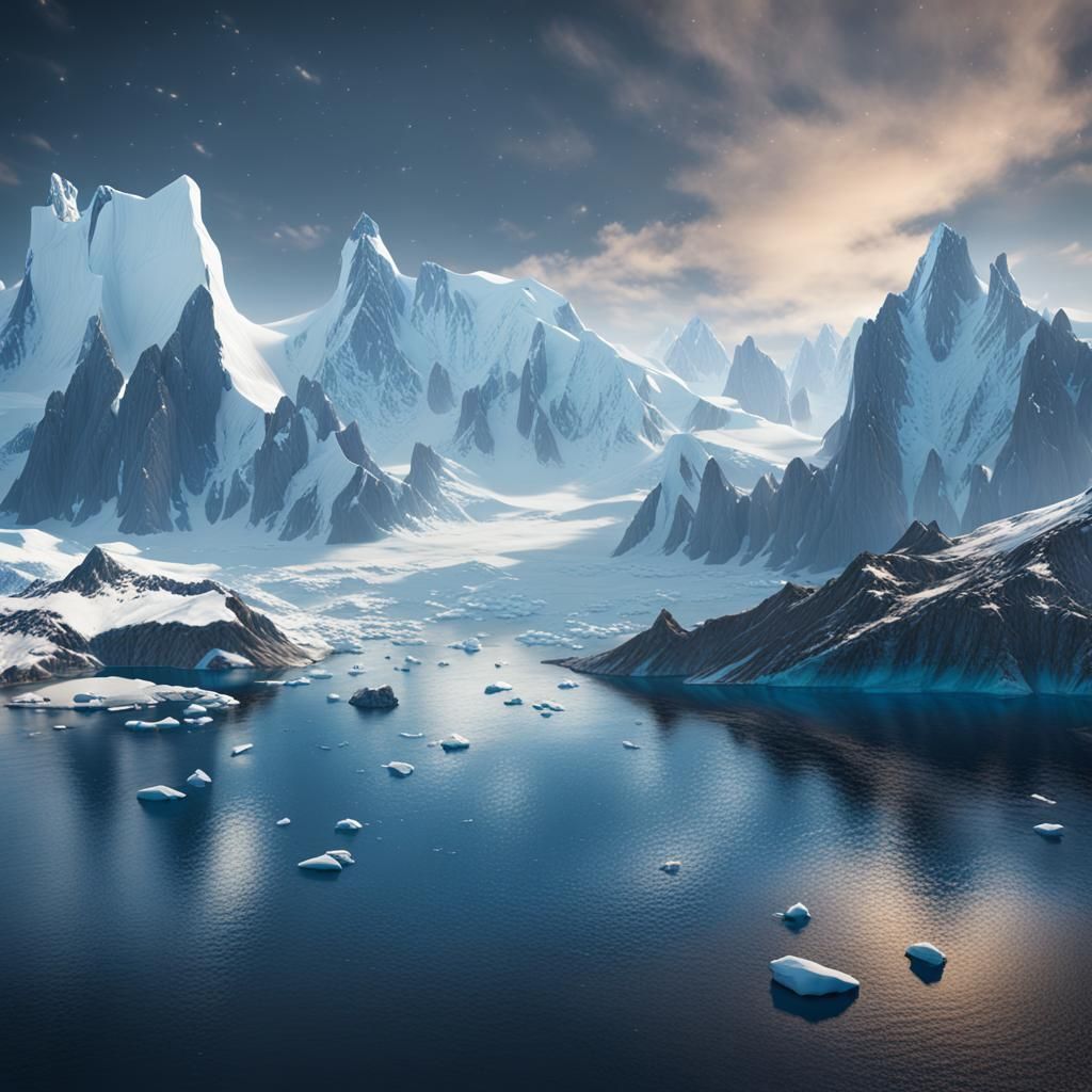 Detailed Matte Painting of Antarctica in 8K