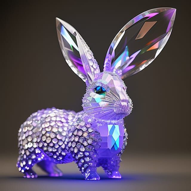 Crystal Bunny and Carrot in Art Nouveau Style